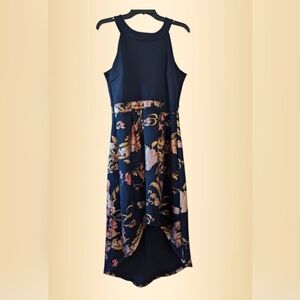 Floral High Low Blue Dress